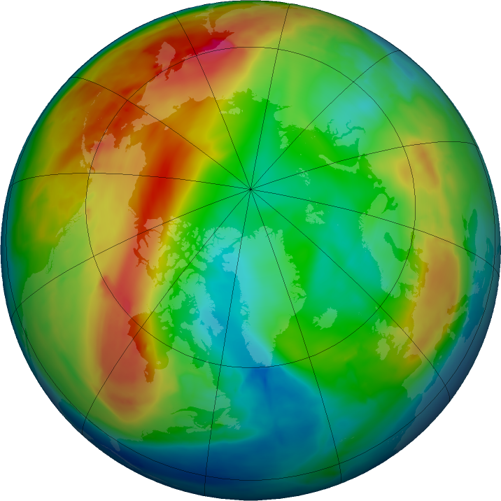 Arctic ozone map for 12 January 2016